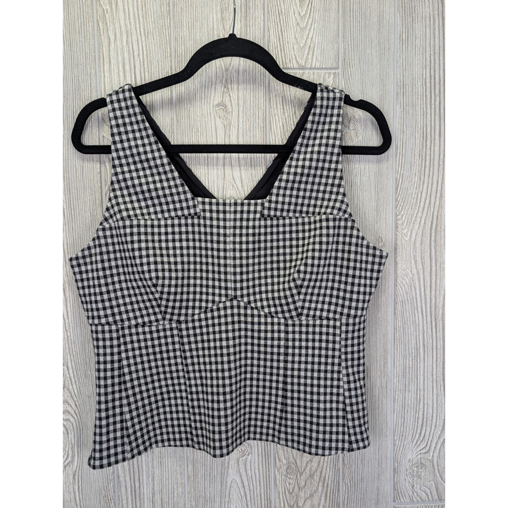 Cabi Gingham Bombshell‎ Tank Medium Black Check Stretch Cottagecore 50s Pinup